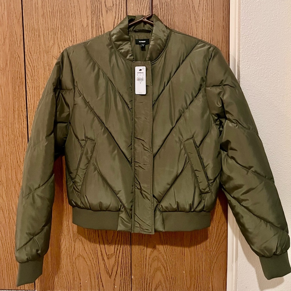 Express Olive Women's Puffer Jacket